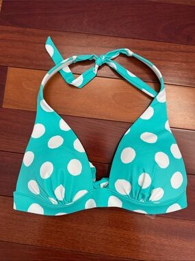 Turquoise Polka Dot Halter Bikini Top